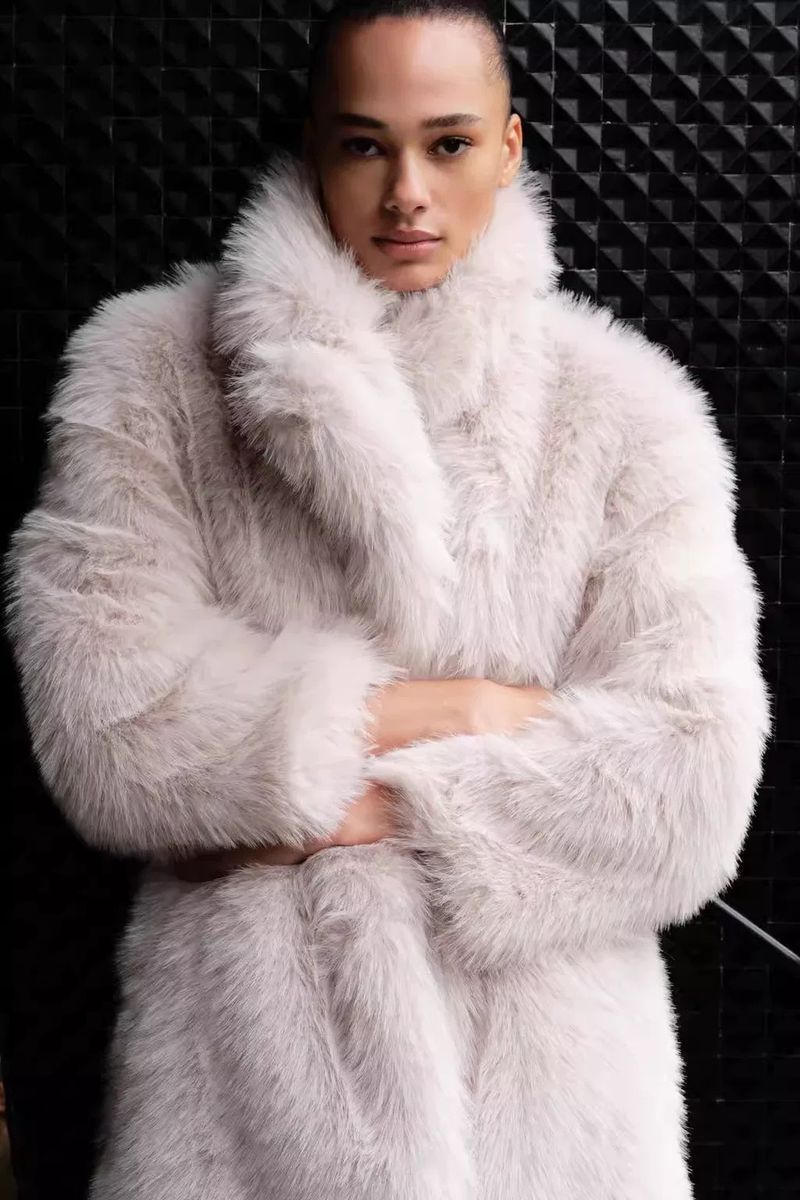 Medium Length Za Women's Fur Imitation Fox Fur Large Lapel Thick Coat Loose Plush 1300g_voghion.com