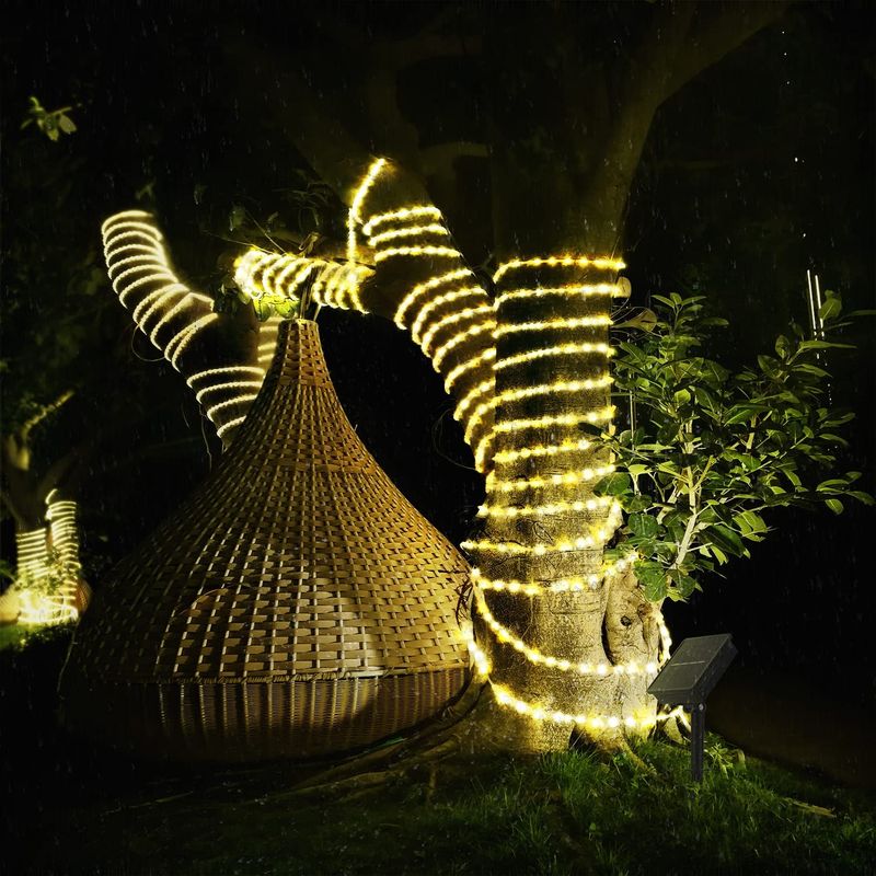 Tira de luces solares de 300 LED para exteriores, impermeable, decoración navideña para jardín, césped, árbol, patio, valla y camino._voghion.com