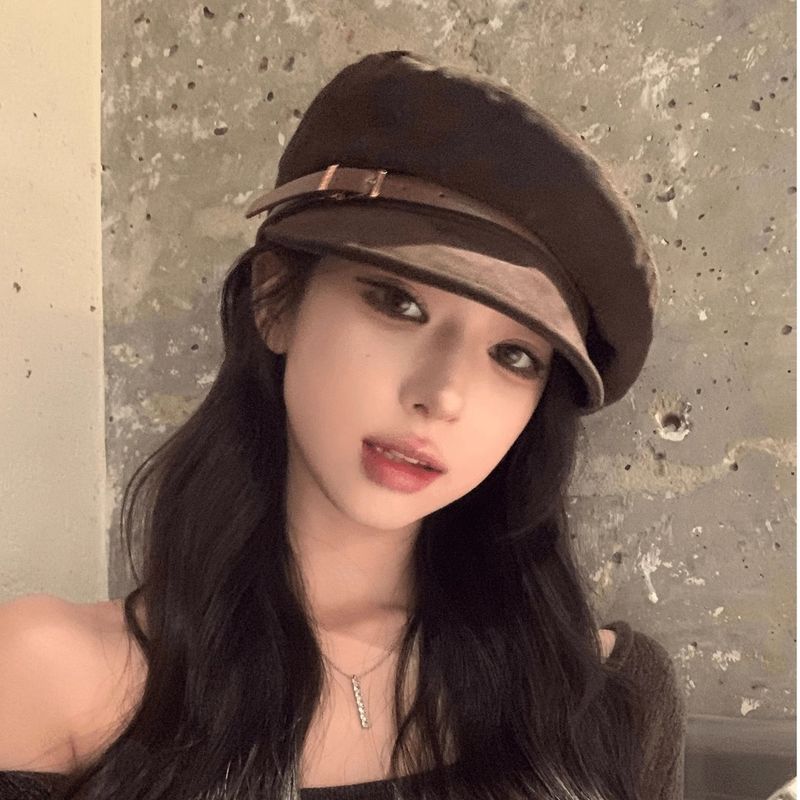 Herbst Winter Neue Gürtel-Schiebermütze für Damen im britischen Stil, modische Schiebermütze, Entenschnabelmütze, achteckige Baskenmütze, trendig_voghion.com