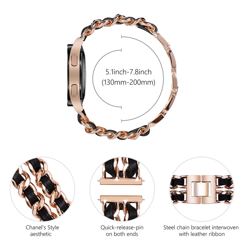 20 mm pašček za Samsung Galaxy Watch 5 4 40 mm 44 mm 42/46 mm active 2 Gear S3 Verižna zapestnica iz nerjavečega jekla Huawei GT2/3_voghion.com