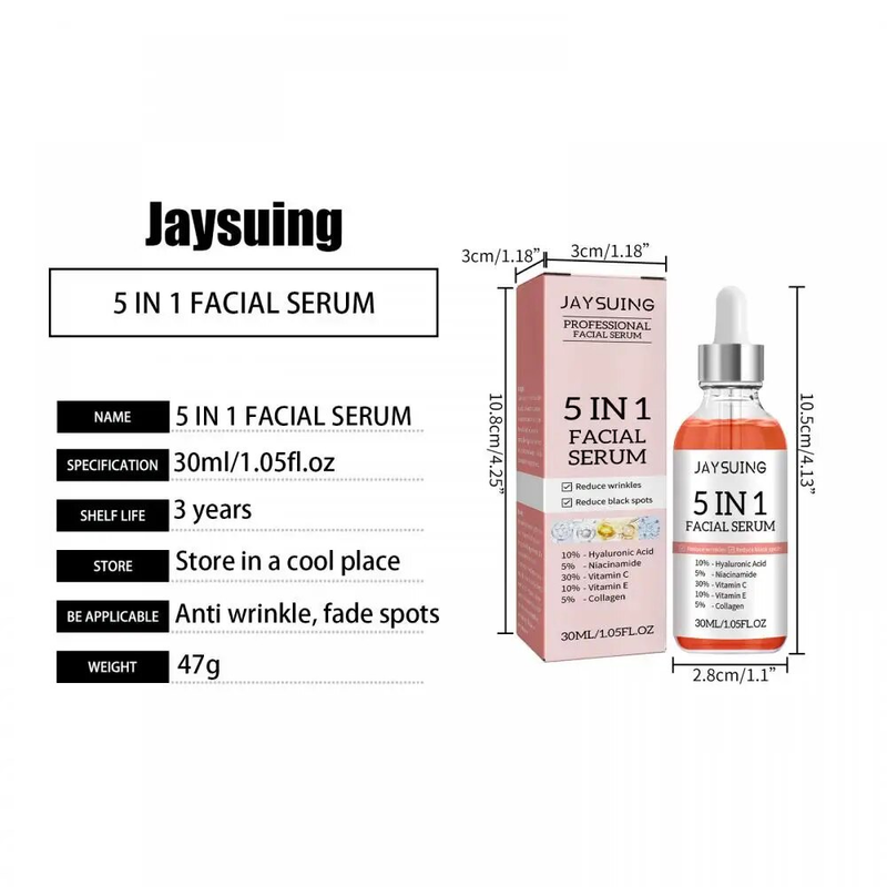 1 In Moisturizing Whitening Anti Wrinkle Aging Vitamin C Hyaluronic Acid Ansiktsserum Krymp porer Hudvård 30Ml nya är_voghion.com