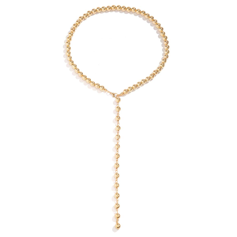 Chaîne de perles rondes Vintage, collier de perles simple, frange de perles, long collier de niche_voghion.com