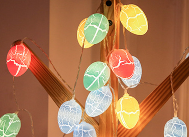 Guirnalda de luces LED para huevos de Pascua, con forma de huevo roto y cáscara rota, ideal para decoración navideña._voghion.com