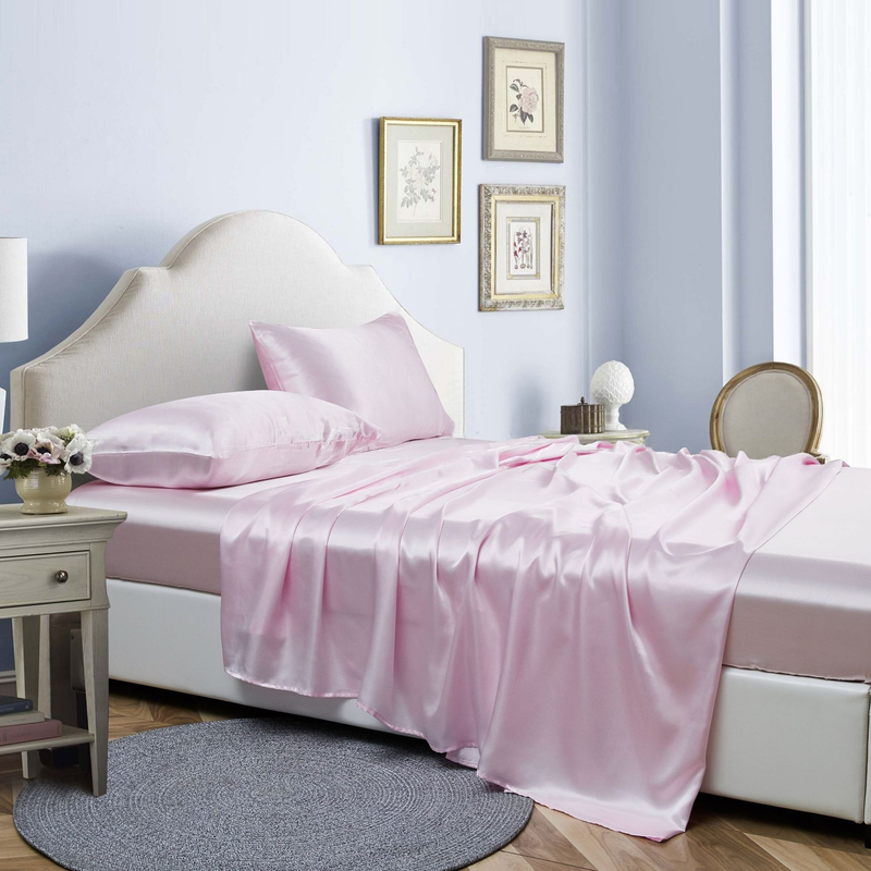 Luxury Satin Bedding Set 4 Piece Silk Like Sheet Set With Fitted Sheet Flat Sheet Pillowcases Wrinkle Free Hypoallergenic_voghion.com