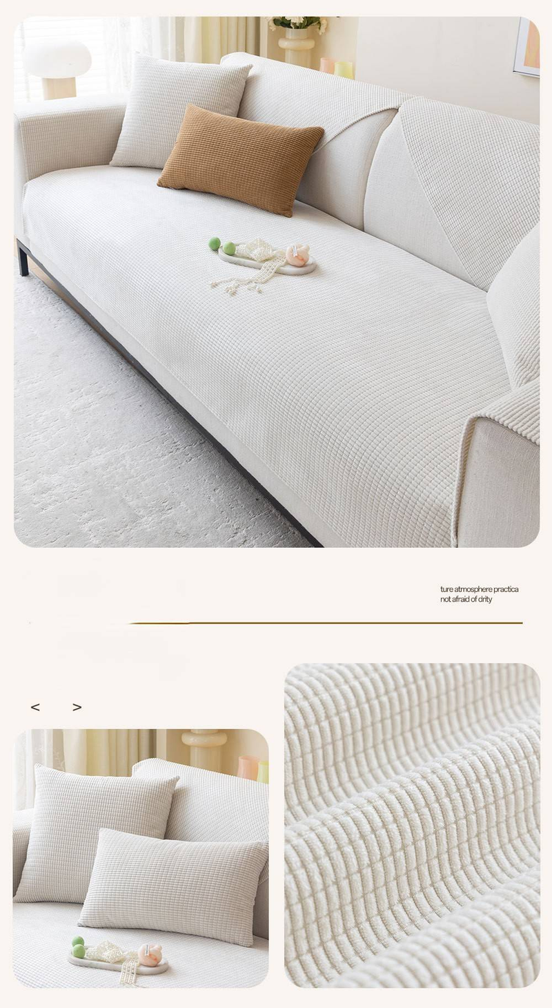 Waterproof Corn Grain Sofa Cushion 2025 New Four Seasons Universal Anti Slip Anti Cat Scratching Cushion Solid Color Sofa Cover_voghion.com