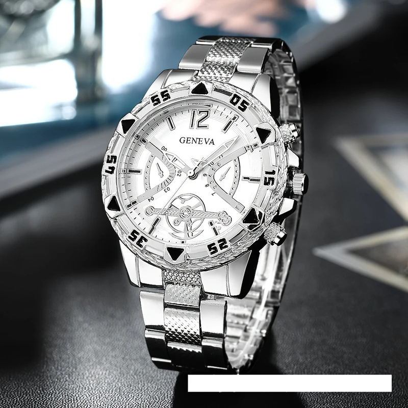 Men's High End Business Quartz Watch With Large Dial, Men's Steel Belt Watch, Men's_voghion.com