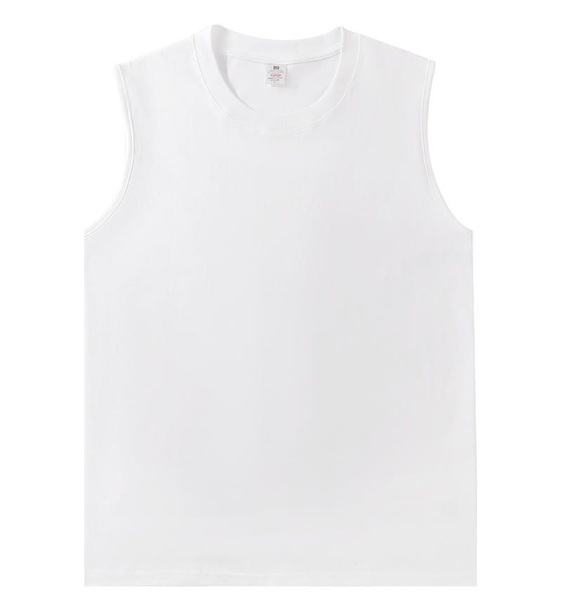 Pure Cotton, Solid Color Sleeveless Crew Neck T-shirt, Unisex Top_voghion.com