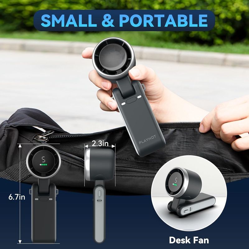 4-in-1 Neck Wearable Turbo Mini Fan - USB Rechargeable, Foldable & Portable For Outdoor, Travel, Camping & Office Use_voghion.com