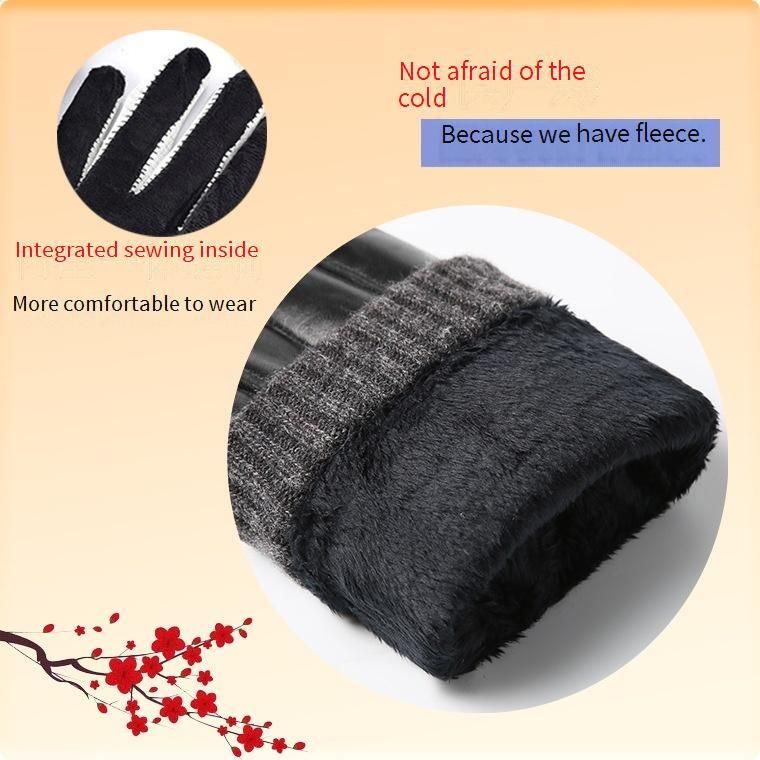 Guanti invernali in vera pelle di alta qualità per uomo - Foderati in pile, antivento, antiscivolo, compatibili con touchscreen per guida e motociclismo_voghion.com