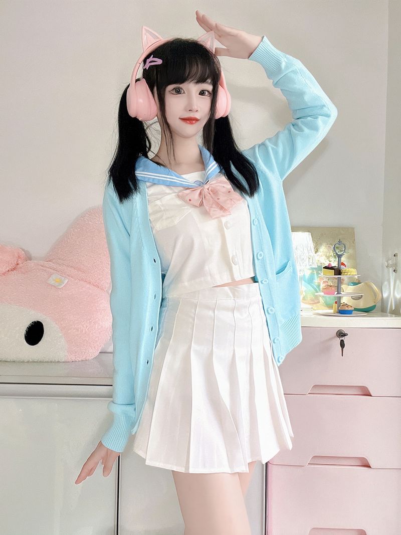 Japanese Style JK Cardigan Sweater For Women - Vintage School Uniform Inspired Long Sleeve Knit Top, Loose Fit V-Neck Open Front Coat_voghion.com