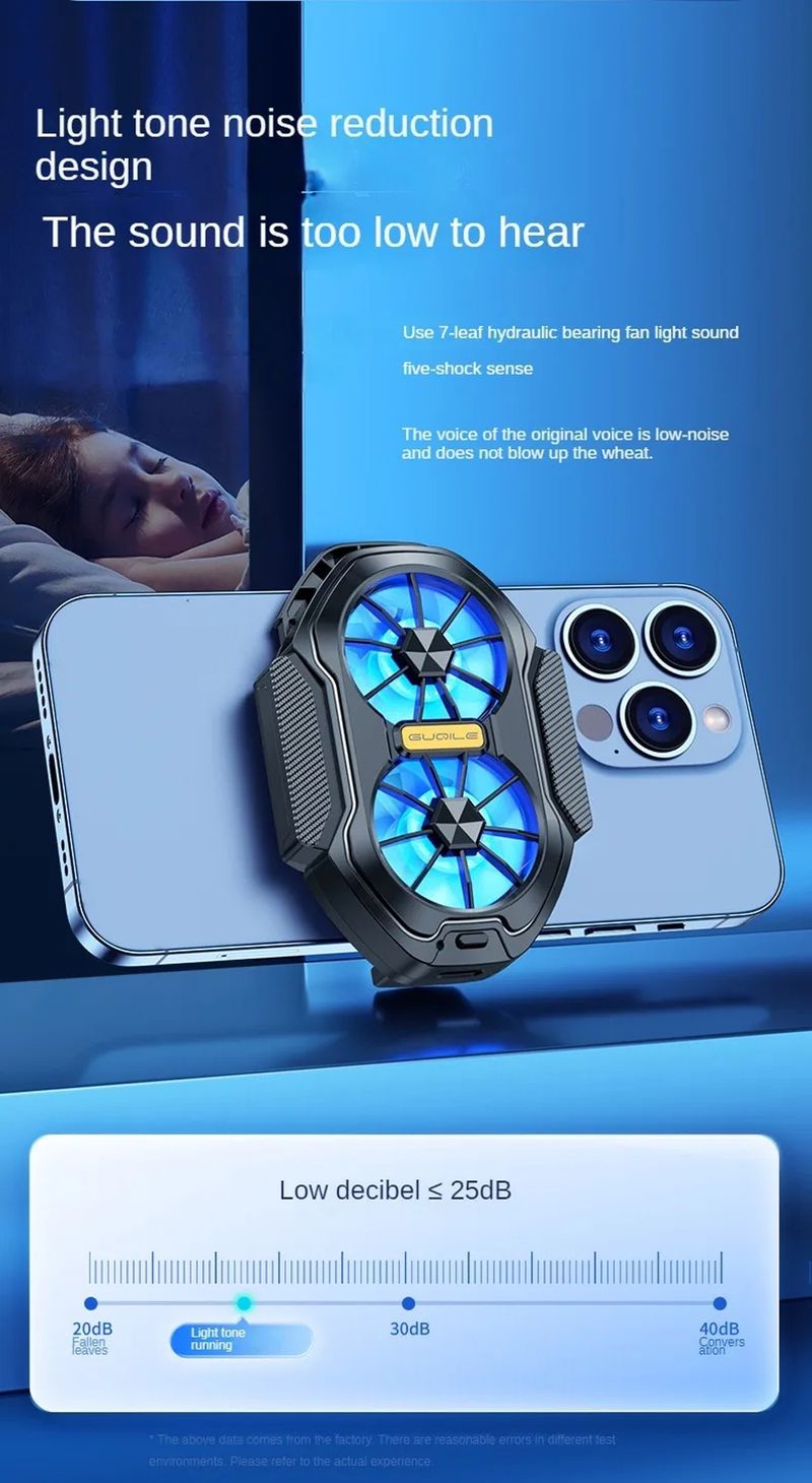 Dual Rechargeable Mobile Cooler Universal Cool Heat Sink Stronger Portable Phone Silent Fan Air Cooling_voghion.com