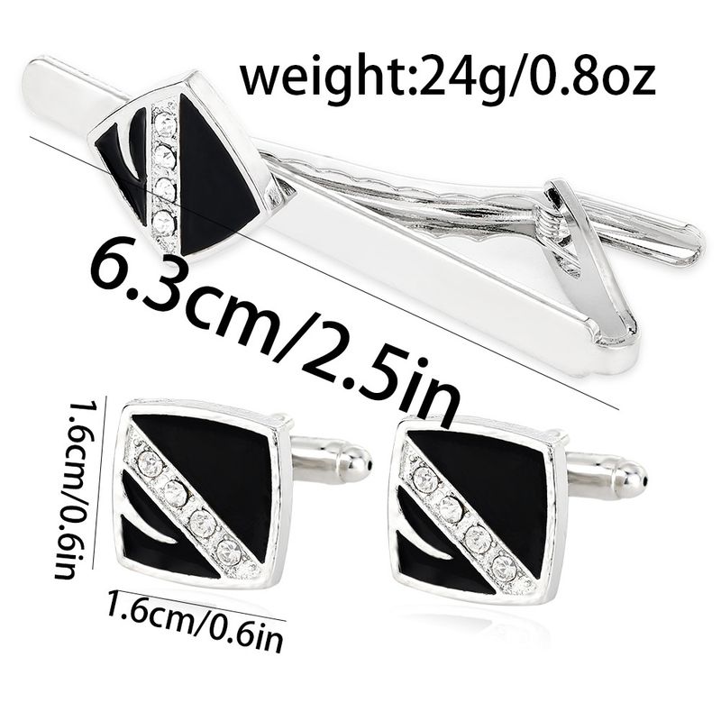 diamond striped cufflinks for men business French shirt cuff nails tie clip set gift box_voghion.com