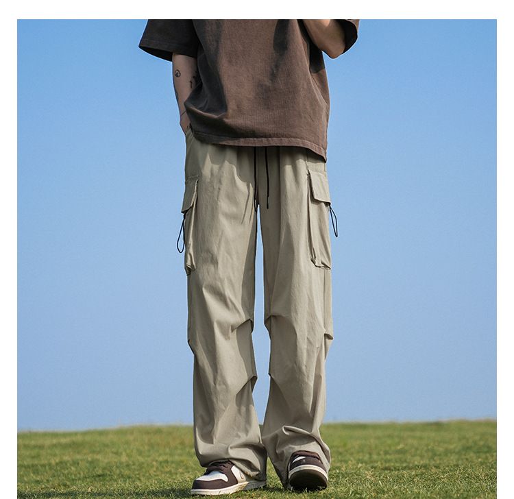 Pantaloni cargo militari da uomo, larghi, casual, da jogging, con coulisse in vita, comodi, da indossare all'aperto e in escursionismo_voghion.com