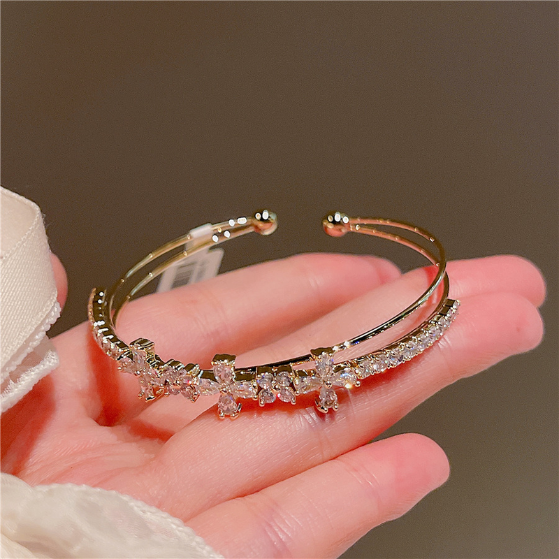 Sweet micro-inlaid zircon bracelet JOJOACC zircon style opening adjustable bracelet simple bracelet J249_voghion.com