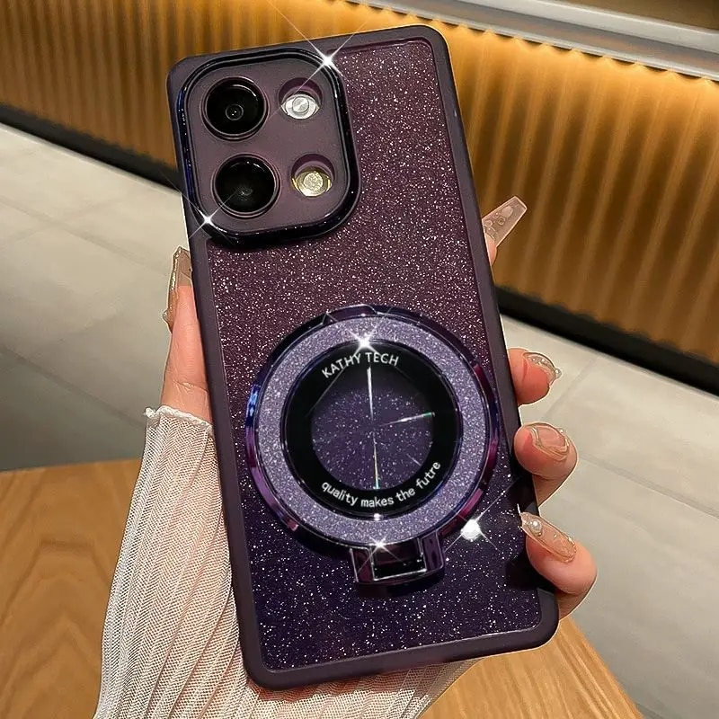 Custodia protettiva per la parte posteriore con supporto ad anello e glitter morbido alla moda per Infinix Note40 Pro Plus sshell_voghion.com