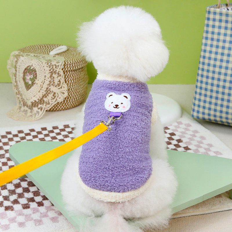 Roupas quentes de inverno com argola em D, casaco de pelúcia para cães pequenos e médios, roupas macias para filhotes, suprimentos para animais de estimação da loja PawParty_voghion.com