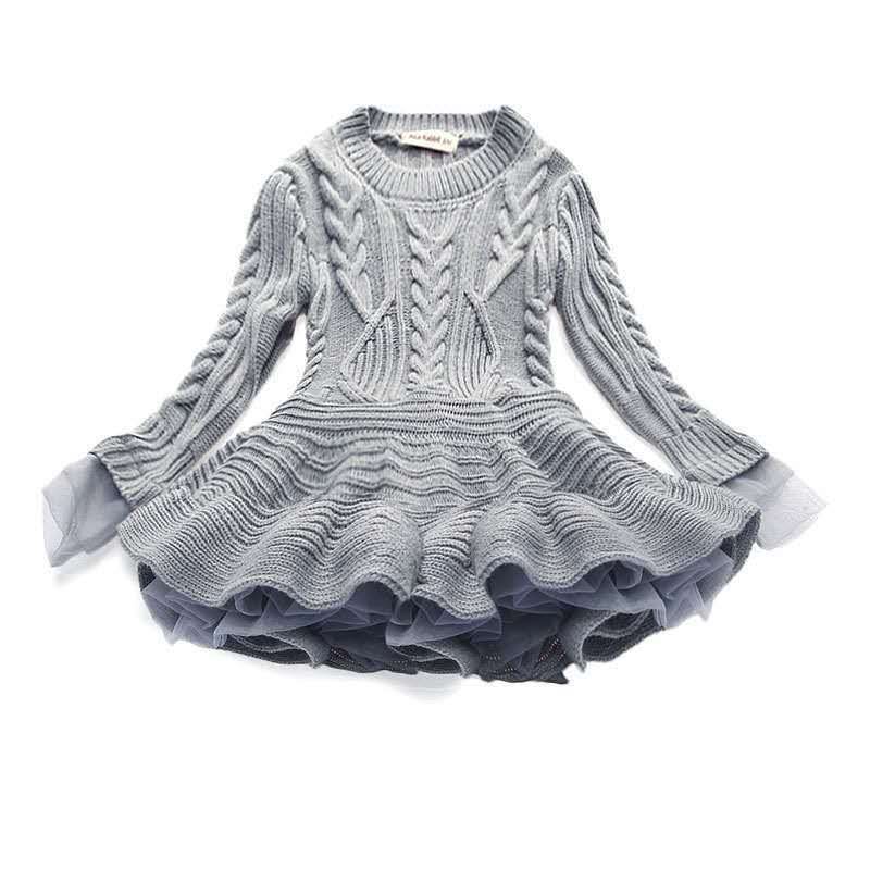 Abbigliamento per bambini 2024 autunno e inverno abbigliamento per bambini vestito da maglione per ragazze a maniche lunghe lavorato a maglia_voghion.com