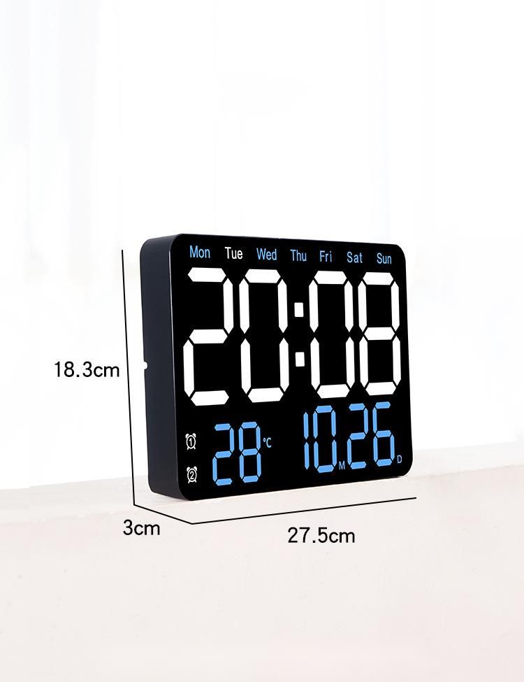 Nowy cyfrowy elektroniczny zegar ścienny LED z alarmem do salonu, prosty, tygodniowy, duży ekran, cichy 6652_voghion.com