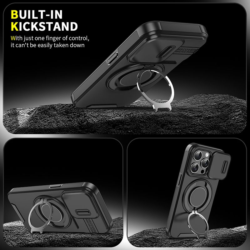 Funda con anillo magnético de metal para iPhone 13, 12 y 11, protector de lente para iPhone 15, 14, Pro Max y 16 Plus_voghion.com