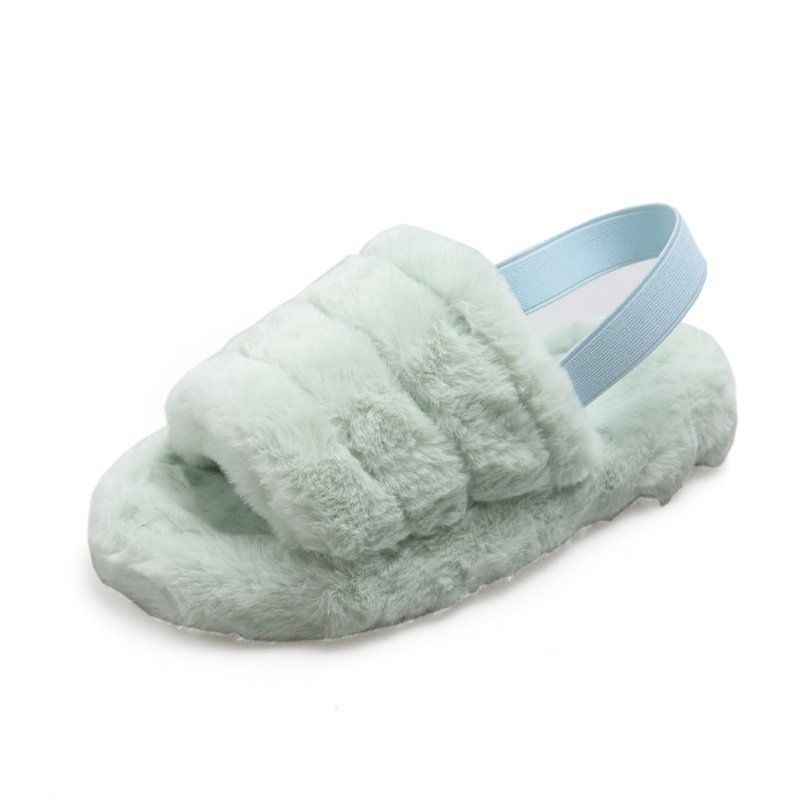 Foreign trade thick-soled plush slippers for women 2023 New 43 plus size flat home plush cotton slippers elastic band warm_voghion.com
