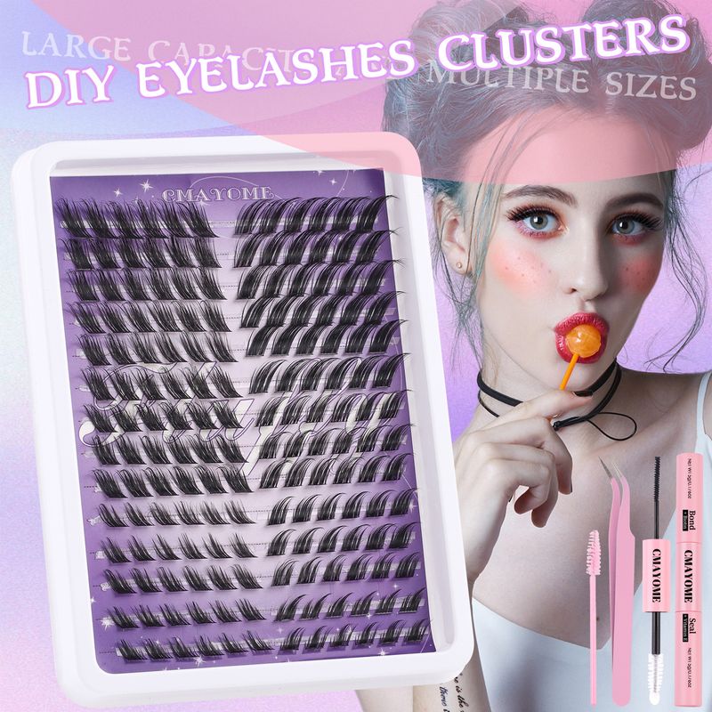 CMAYOME Cluster Lashes Kit - 8-16mm Flared C-Curve False Eyelashes For DIY Voluminous Look, Natural Wispy Fox Eye Effect_voghion.com
