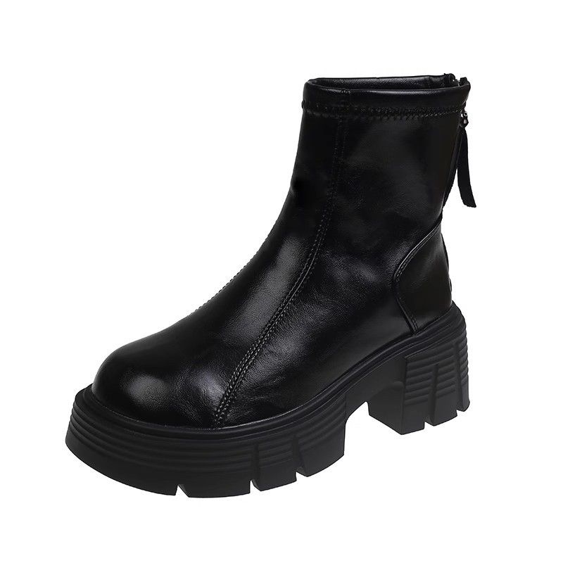 Nuovo modello versatile di nicchia, foderato in pile, con suola spessa e tacco medio, stile britannico, autunno inverno 2024_voghion.com