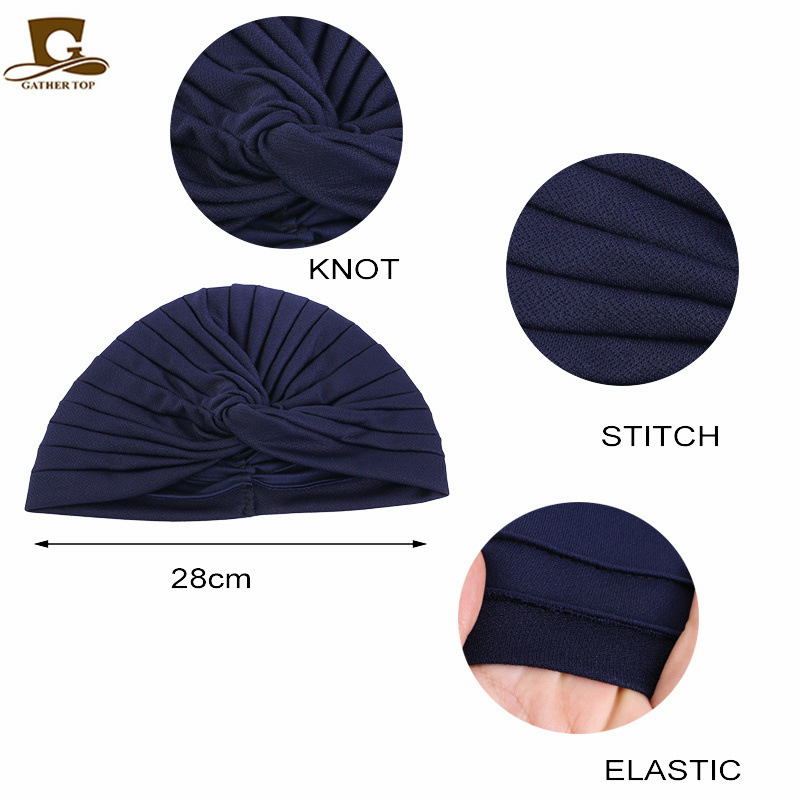 Pălării pentru femei, pălărie plisată cu turban încrucișat, pălărie indiană îngroșată, pălărie pentru îngrijirea părului, pălărie Baotou JDT-165_voghion.com