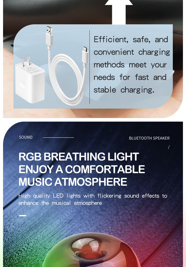 Nouveau haut-parleur Bluetooth RGB Light Home Outdoor Rechargeable Desktop Portable Colorful Luminous Small Speaker_voghion.com