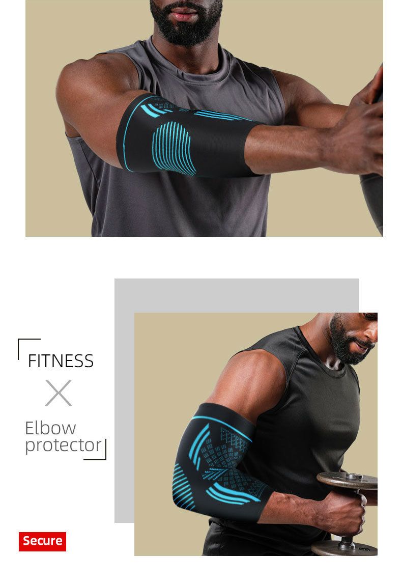 Neue Sport-Ellenbogenschützer, vierseitig elastisch, druckgestrickt, atmungsaktives Nylon, Ellbogenschützer für Basketball und Badminton_voghion.com
