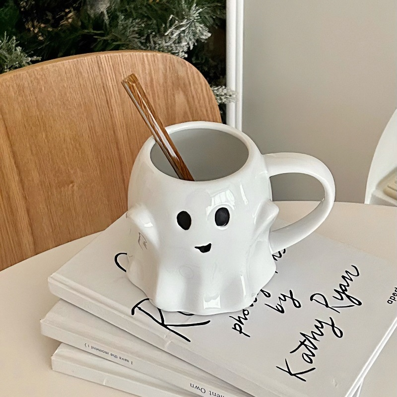 Ghost 3D Fun Mug ins Elf Creative Coffee Cup Strange Couple Cup Geprägte Keramiktasse_voghion.com