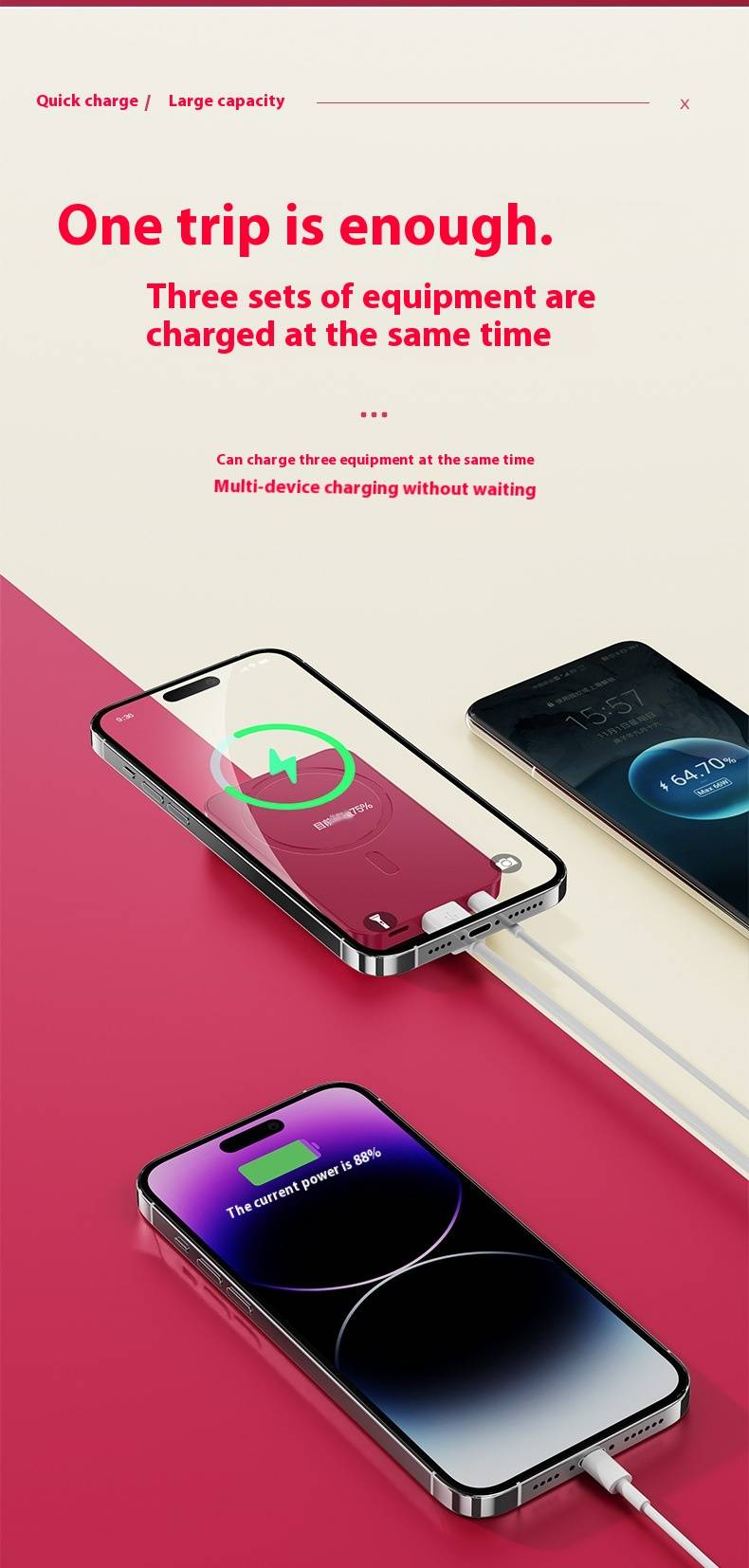 22,5 W 10000/20000mAh Power Bank Mágneses Szupergyors töltés QiPD20W vezeték nélküli töltés Mobiltelefonok és .13~15 Samsung Huawei tartozékok_voghion.com