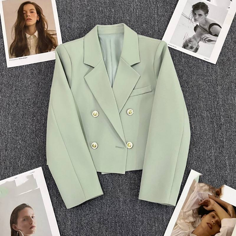 Vêtements pour femmes Veste de costume verte Nouveau style Petit tempérament Décontracté et polyvalent Petit costume_voghion.com
