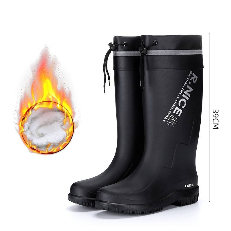 Herenschoenen regenlaarzen mode antislip waterdichte schoenen lange dikke zool rubberen schoenen_voghion.com