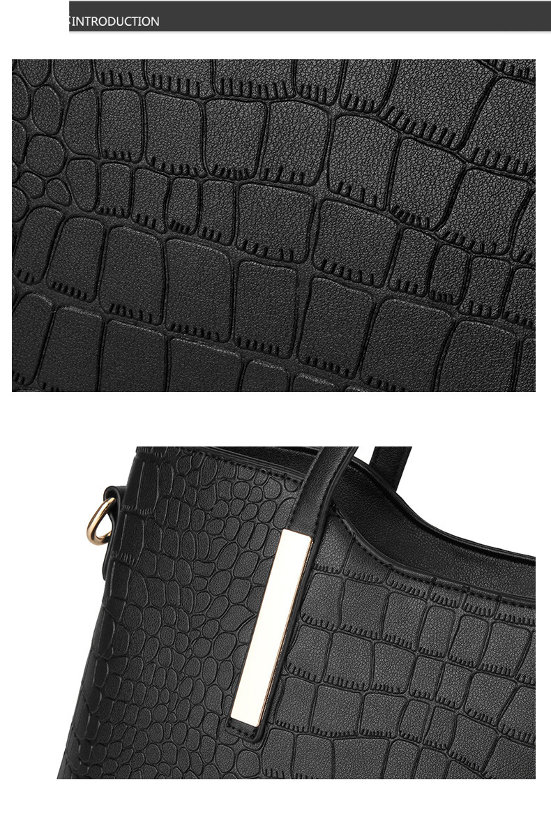 Handbag Set For Women Fashion Simple Crocodile Bag Shoulder Bun Mother Bag Two Sets_voghion.com
