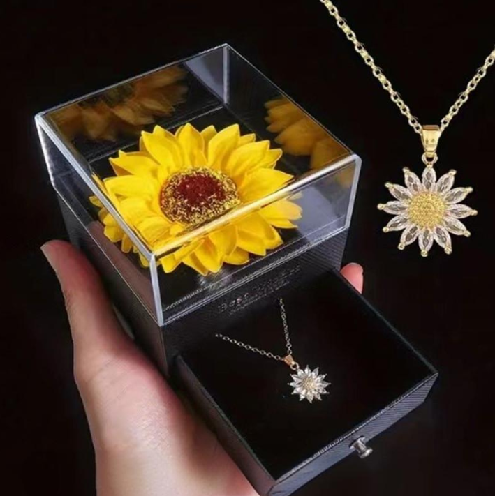 Sieradenset voor dames Mode zonnebloem kunstbloem bloem ornamenten accessoires ketting Moederdag Valentijnsdag Kerstcadeau_voghion.com