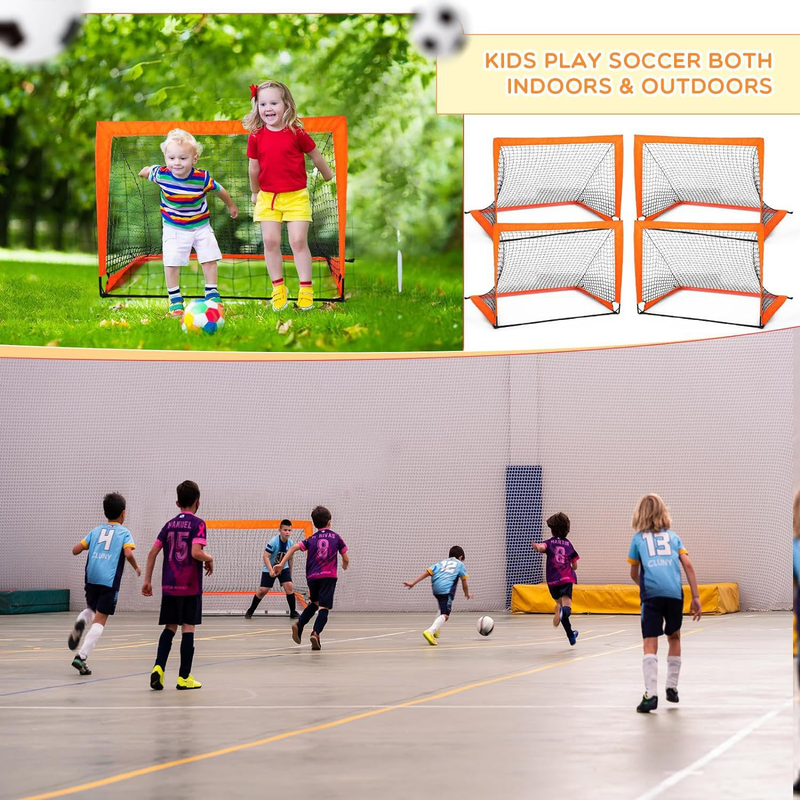 Kids Pop-Up Soccer Goal - Portable Foldable Football Net With Carry Bag For Indoor/Outdoor Training_voghion.com