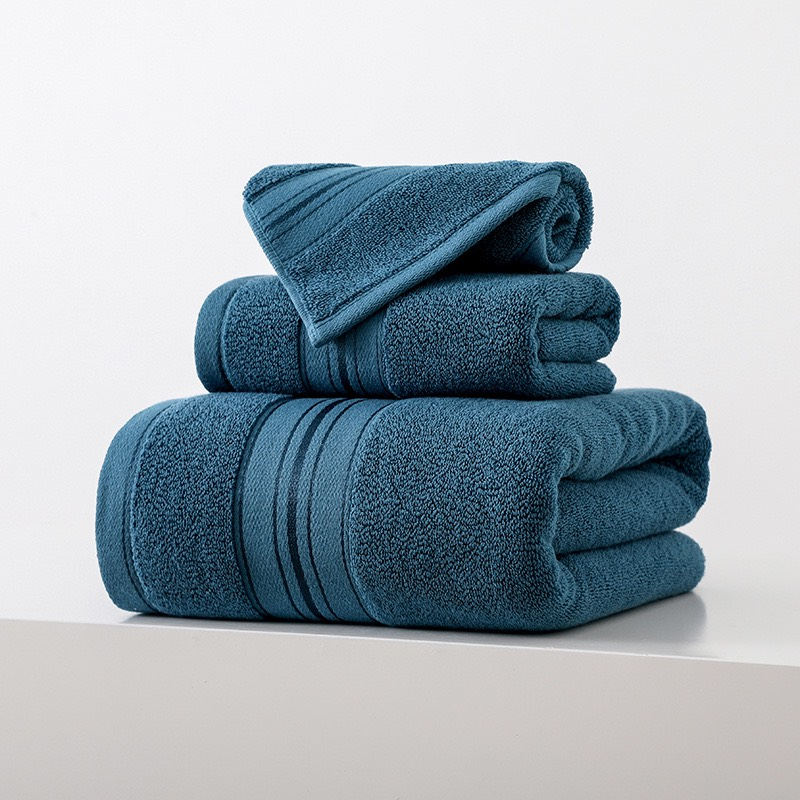 Pure Cotton Thickened Highly Absorbent Quick Dry Bath Towels With Face Towel 3PC Set_voghion.com