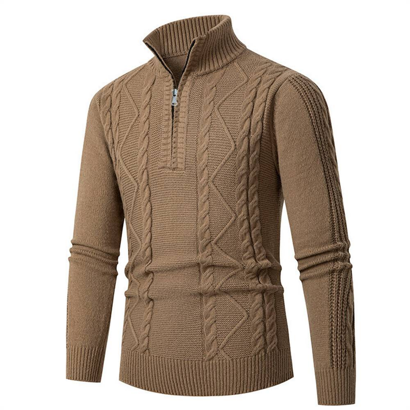 Autumn 2025 Fashion European-USA Style Pullovers Men's High Collar Half Zipper Pure Color Long Sleeve Casual Slim Sweater_voghion.com