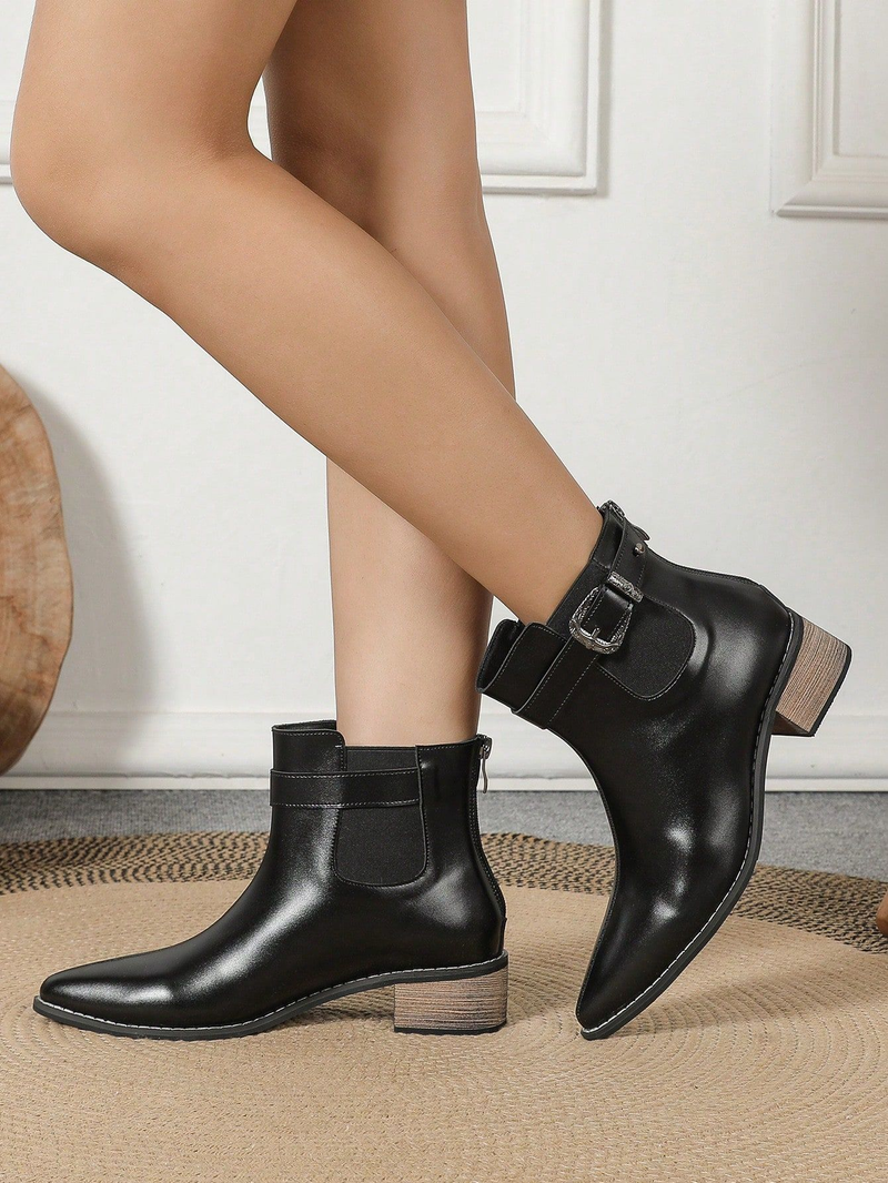 Stivali da donna autunnali e invernali di grandi dimensioni, con punta a punta, tacco spesso, cerniera posteriore_voghion.com