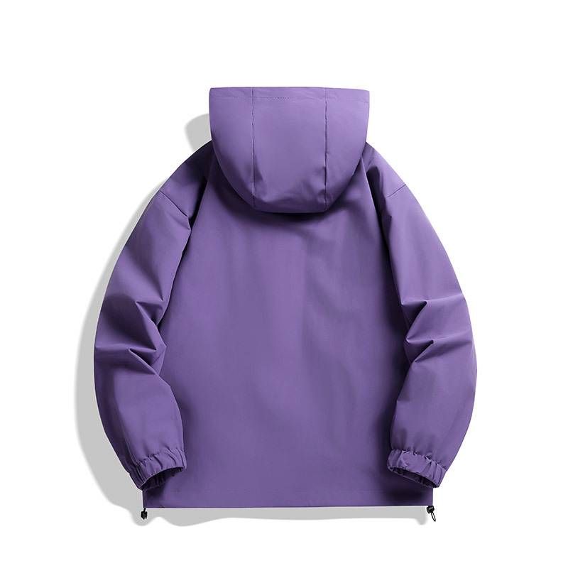 "Unisex Waterproof Windbreaker Jacket – Lightweight Polyester Raincoat With Hood For Outdoor Adventures & Streetwear"_voghion.com