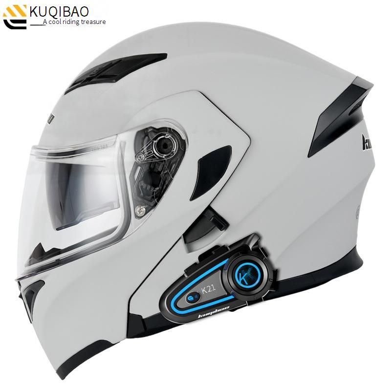 KQPB Dual Vizier Motorhelm met Bluetooth K21 - Opklapbare Integraalhelm, Lange Batterijduur, 3C Gecertificeerd, Meerdere Kleuren & Maten_voghion.com