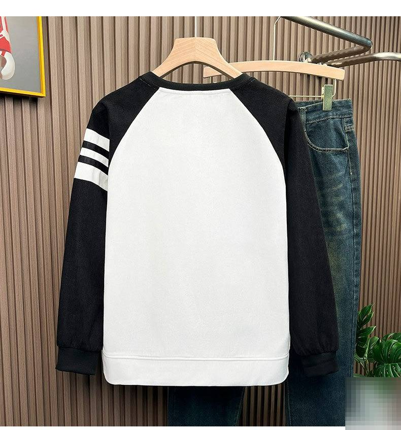 Herrenbekleidung Rundhalspullover Langarm Waffelstrick Rundhals-Sweatshirt Langarm-T-Shirt Lässiger Pullover mit Tasche Streetwear Essential_voghion.com