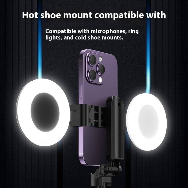 Aluminum Alloy Selfie Stick Tripod – Mini Portable Phone Stand With Bluetooth Remote & LED Lights (Foldable, Keychain Hook, Desktop/Outdoor Use)_voghion.com