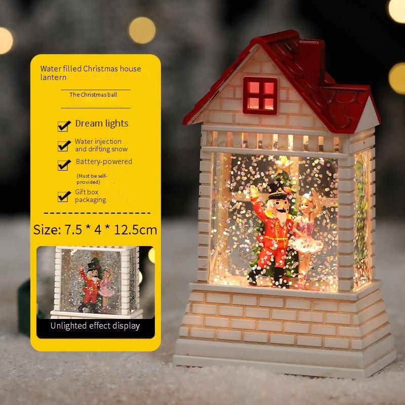 Vintage-Weihnachtslaterne in Hausform, mit Wasser gefüllt – Handgefertigte Tischdekoration mit LED-Beleuchtung, festliches Geschenk für Zuhause und Büro_voghion.com