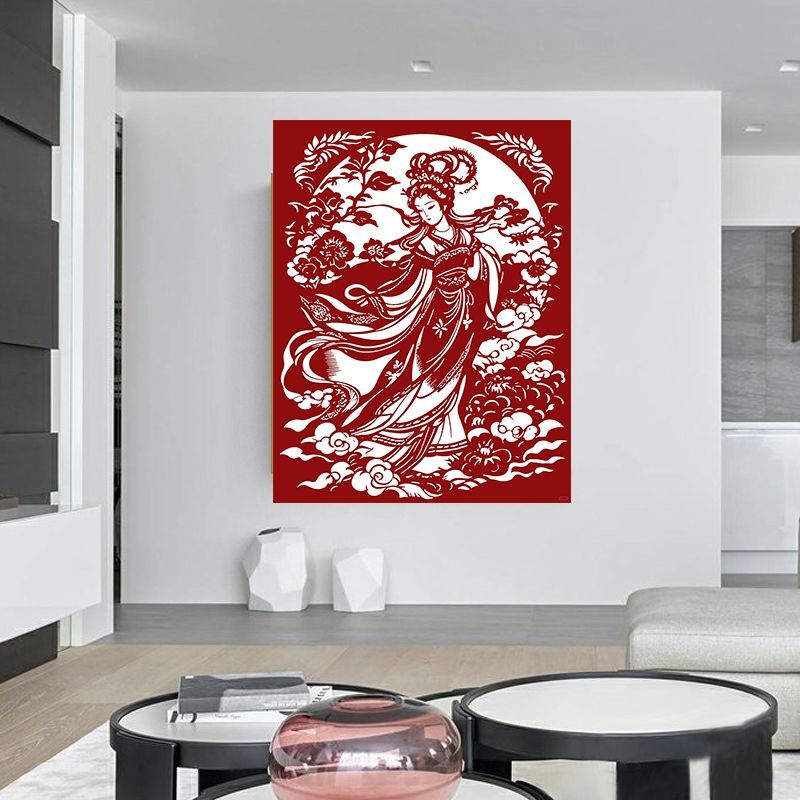 New Ancient Style Chang'e Flying To The Moon Paper-cut Decoration For Living Room Bedroom Sofa Background Wall_voghion.com
