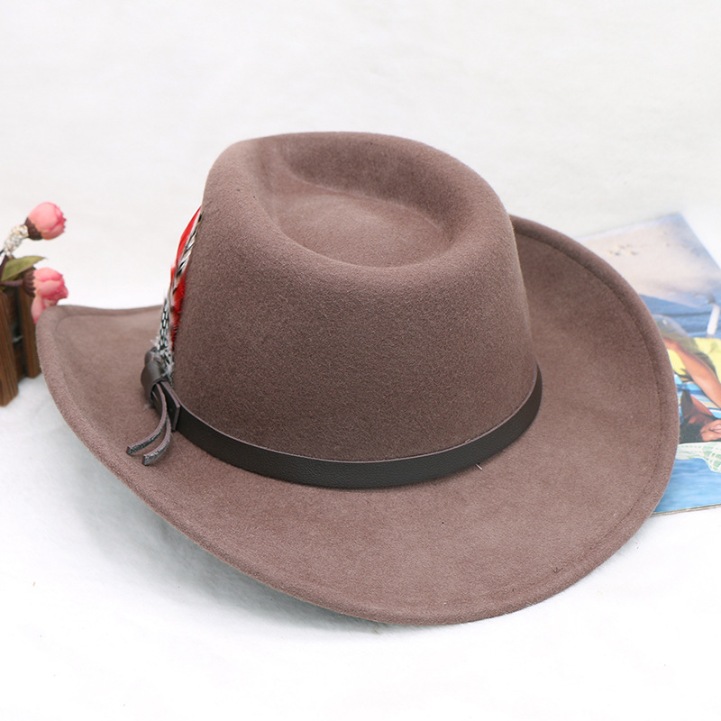 Tibetansk ull cowboyhatt vestlig gentleman filthatt jazzhatt herre vinterhatt_voghion.com
