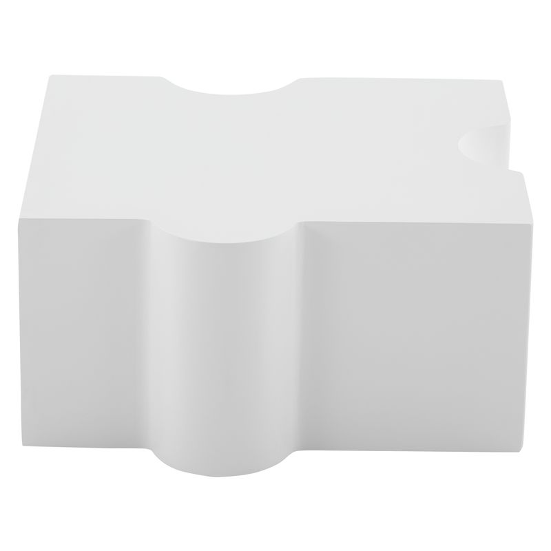 Table basse unique blanche à motif puzzle (65 x 65 x 32 cm), table basse rembourrée en MDF, table basse de salon art abstrait pour une décoration d'intérieur moderne._voghion.com