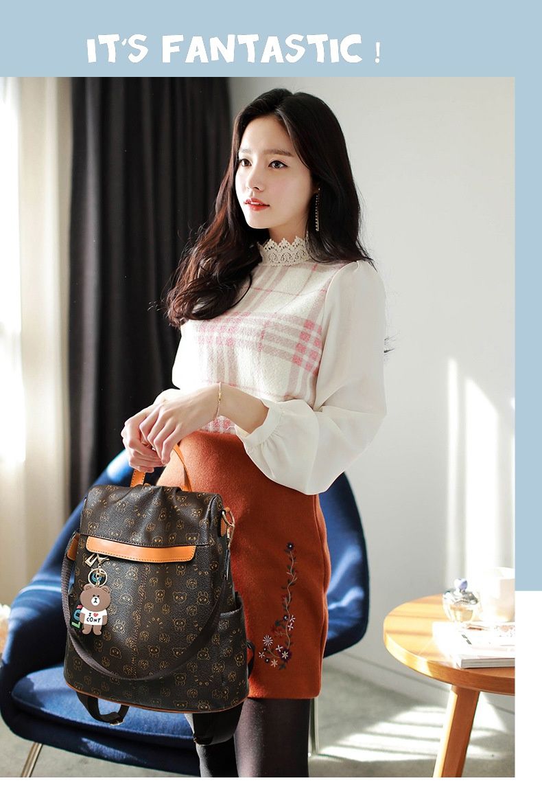 Andralyn skulder ryggsekk for kvinner Ny trendy koreansk versjon Allsidig mote student mykt skinn tegneserieryggsekk_voghion.com