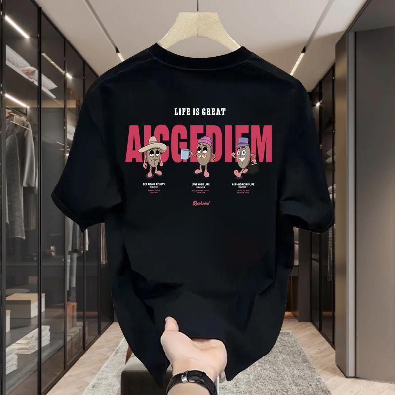 High quality trendy ins personalized printed short sleeved T-shirt for men's 2024 spring/summer loose and_voghion.com