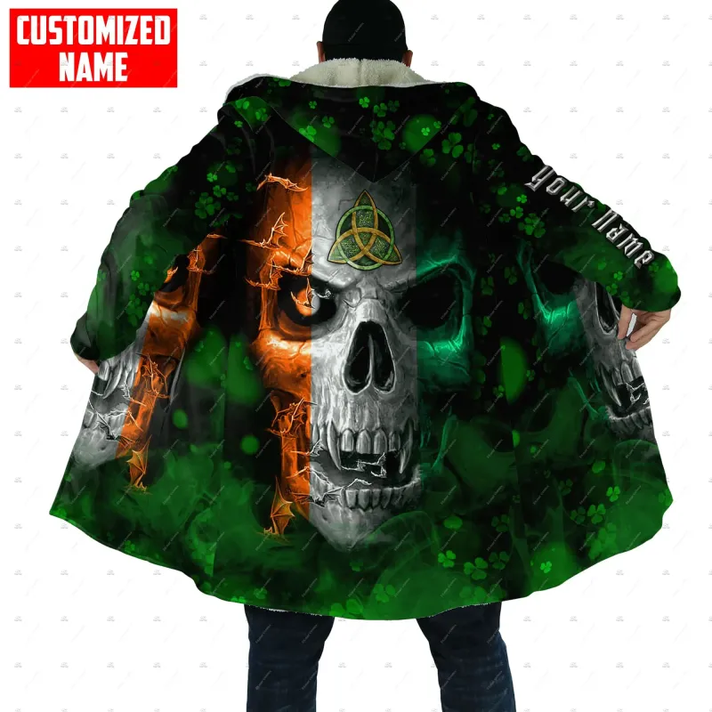 Men's Trench Coats Custom Name Irish Ireland Country St.Patrick Vintage DPrint Windbreaker Winter Overcoat Hoody Cloak_voghion.com